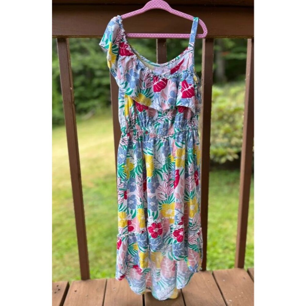 BCBGirls Girls One-Shoulder Tropical Floral Dress Size 10